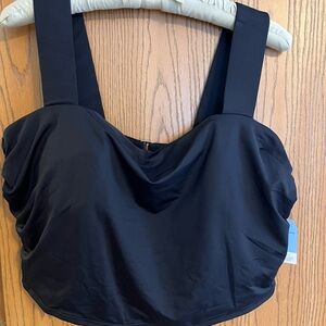 Women's Sz 24W Black Chlorine Resistant Square Neck Midkini Swim Top